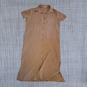 Vintage Style Casual Tan Button-Up Dress